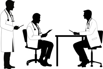 doctors meeting silhouette vector