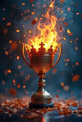 A gold winner's trophy cup takes center stage, symbolizing victory and success in a competition.