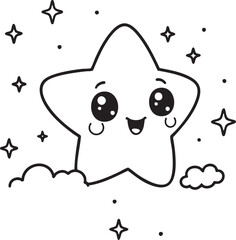 Smiling Star with Twinkling Eyes Coloring Page