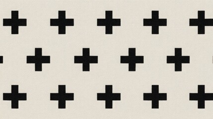 Obraz premium A stylish pattern featuring bold black crosses on a light beige background.