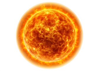 The burning sun isolated on white background