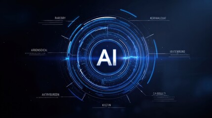 Futuristic AI Technology Concept with Data Circles and Design Elements