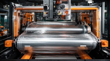 Industrial Machinery for Packaging Film Production in Manufacturing Plant