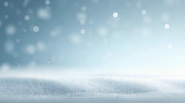 Snowfall with soft snowflakes and frost on cold winter landscape