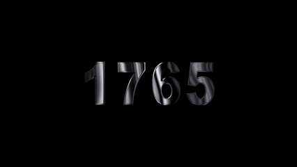 1765 text with screen effects of technological failures. Concept of counting years. Past year technology concept ,metal animation text on transparent black.