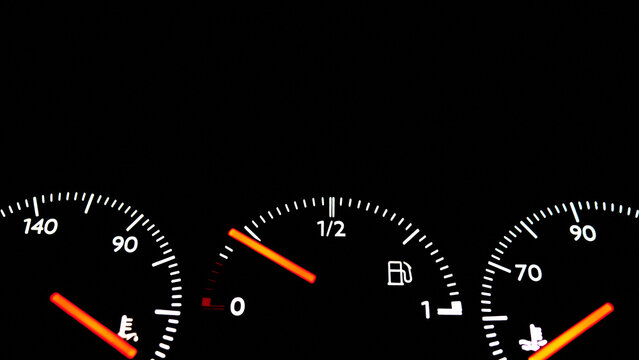 Three speedometers are shown on a black background - Powered by Adobe