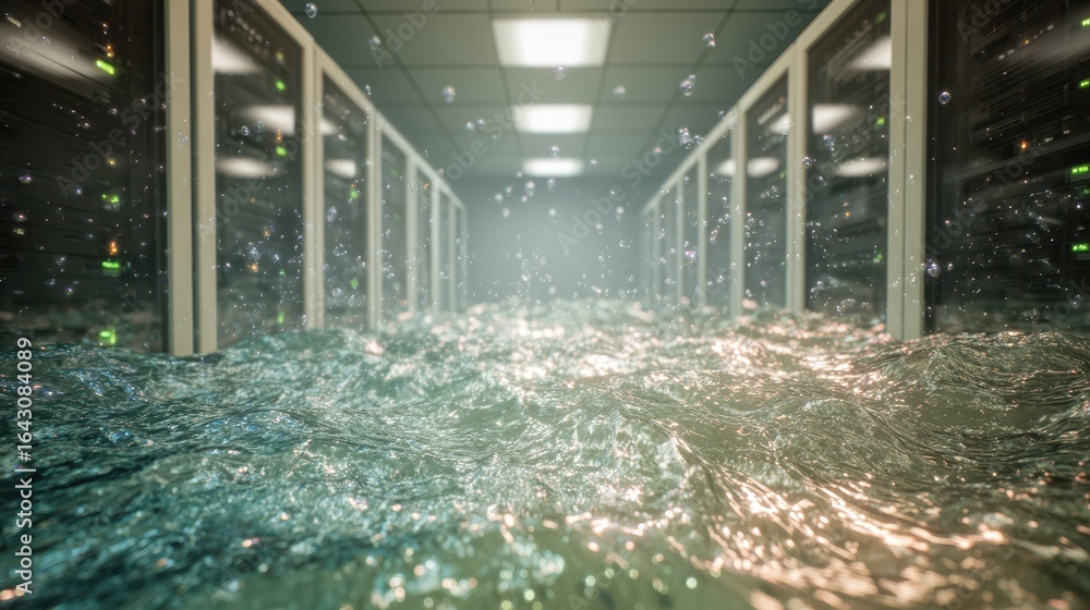 Poster data center flooded; servers submerged. backup plan for it disruption failure