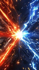 " 相対的な赤と青の雷のバトルグラウンド "