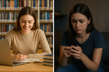 Student life balancing study and stress in a library environment emotional responses highlighted