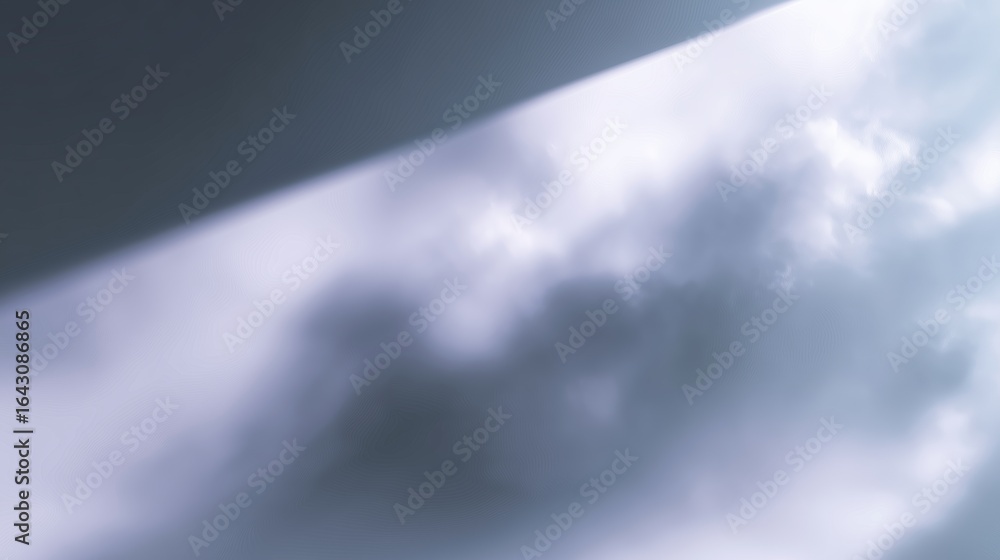 Poster sunlight breaks through clouds illuminating a serene sky in a calm afternoon scene