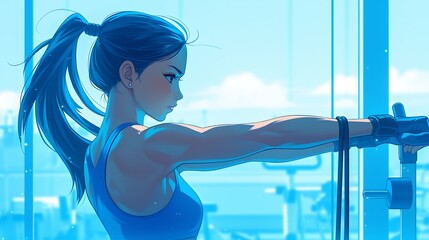 cartoon character of a girl exercising