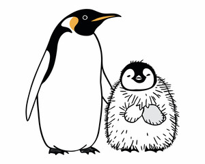 two penguins on a white background