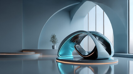 Abstract background, Futuristic pedestal for product presentation, Display modern. 3D illustration