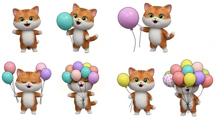 Cartoon cats with balloons