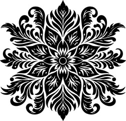 Jasmine Flower Solid Black Silhouette in Traditional Mexican Folk Art Style