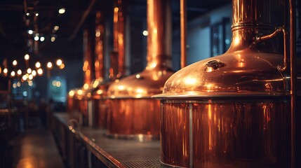 Copper Tanks in a Row Inside Industrial Setting
