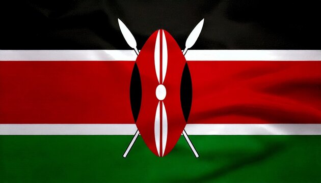 national flag of Kenya in the original size,colours and proportions