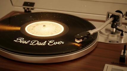 A sentimental record player plays a special vinyl dedication for the 'Best Dad Ever' on father's day