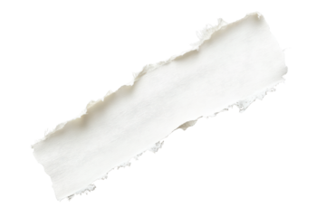 Torn white paper strips isolated on transparent background. White ripped paper torn edges strips isolated on white background.