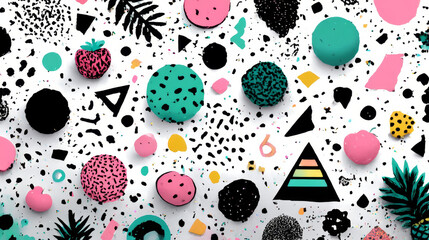Classic 80s-90s elements in modern style flat, line style. Fashion seamless pattern.Hand drawn vector illustration.