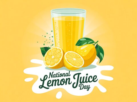 Refreshing national lemon juice day celebration with fresh lemons and drink
