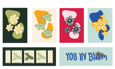  POSTER FLOWER illustrations,vintage invitation FLOWER label, packaging, print, logo, background, card and poster,spring ,summer trend,colorful printing design