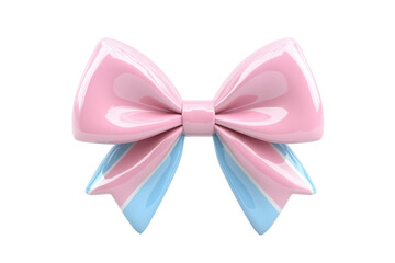 Pink and blue satin bow tie isolated on transparent background. Blue and pink bow isolated on white background, 3d rendering.