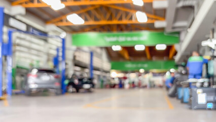 car service centre auto repair workshop blurred background