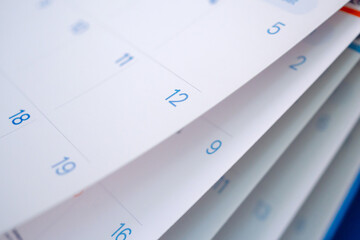 Abstract blur calendar page flipping sheet close up background business schedule planning...