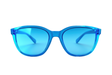 Blue eyeglasses with round lenses isolated on transparent background. Blue glasses isolated on white background, 3d rendering.
