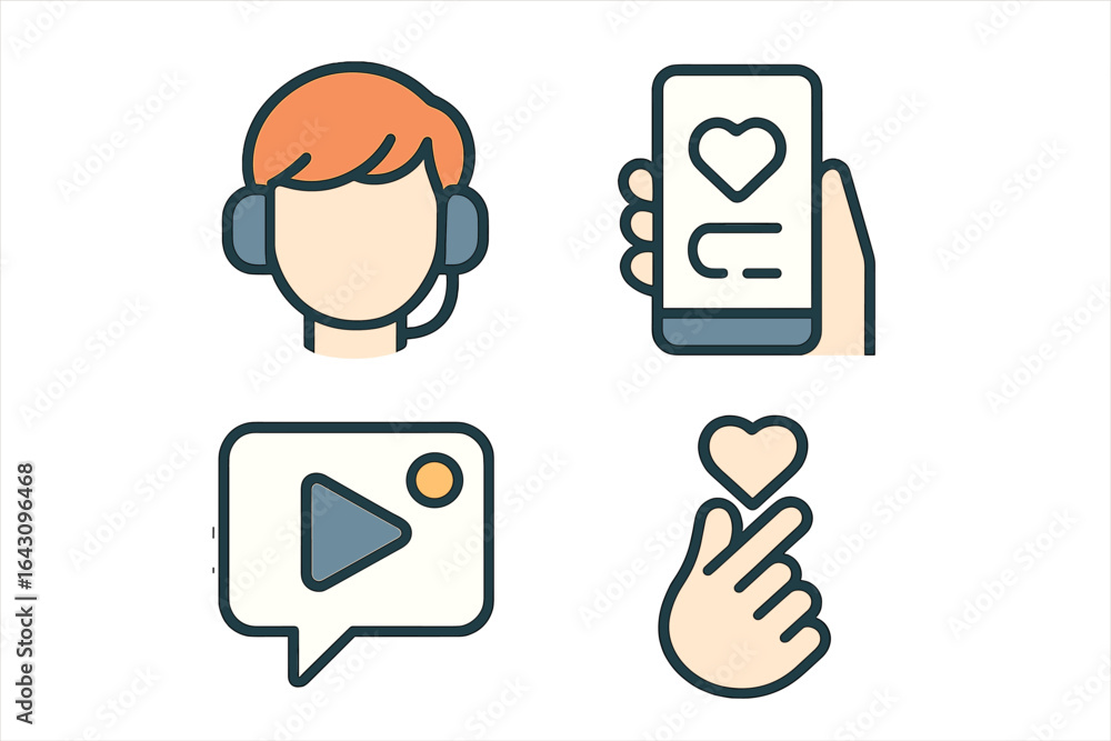 Aufkleber engaging in digital interaction with friends using social media and mobile applications