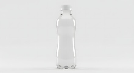 Clean transparent plastic beverage bottle with a white cap isolated on a white background. Ideal for product mockups and packaging design.