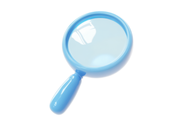Blue magnifying glass isolated on transparent background. Blue magnifying glass isolated on white background, 3d rendering.
