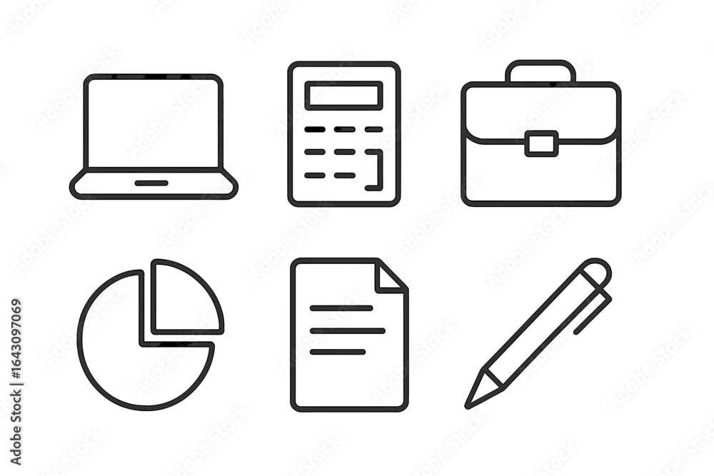 Poster work tools and essentials displayed in a minimalist style on a simple background for organization an