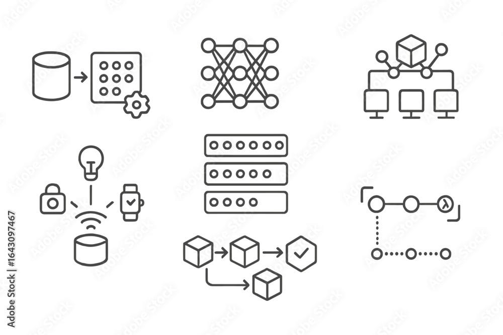 Poster visual representation of data flow and network structure in technology systems