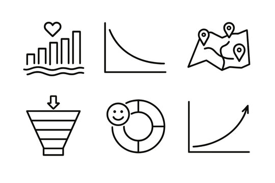 Visual representation of business concepts including growth, decline, and strategy planning in simple graphics - Powered by Adobe