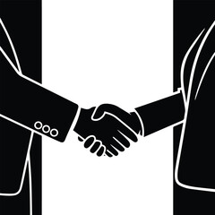 Two business people shaking hands in a formal agreement isolated on white background