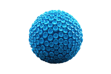 Abstract blue textured sphere isolated on transparent background. Blue sphere ball isolated on white background, 3d rendering.