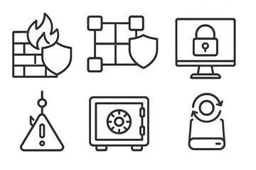 Security icons representing protection, safety, and data security in a digital environment for effective risk management