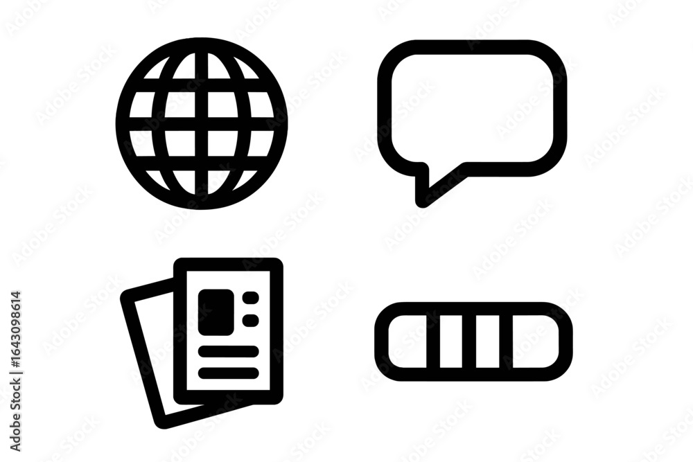 Poster global communication symbols depicting connection, information sharing, and dialogue in a modern con