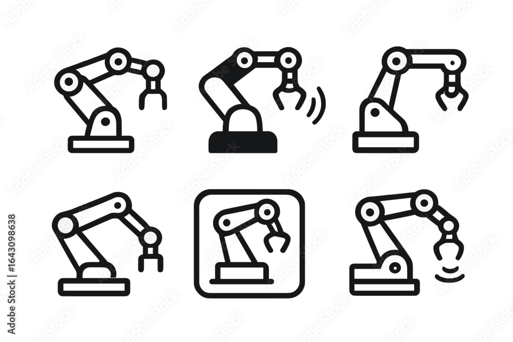 Aufkleber various robotic arm designs showcasing functionality and versatility in manufacturing and automation