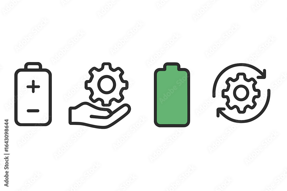 Poster understanding battery technology with gear and charging concepts in a clear visual representation