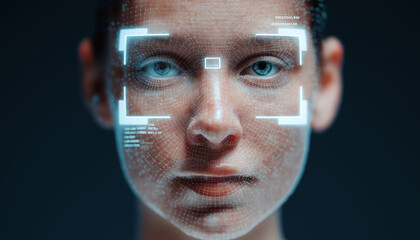 Futuristic healthcare concept featuring biometric technology, AI-driven diagnostics, wearable sensors, and predictive analytics for personalized, noninvasive, and real-time patient monitoring