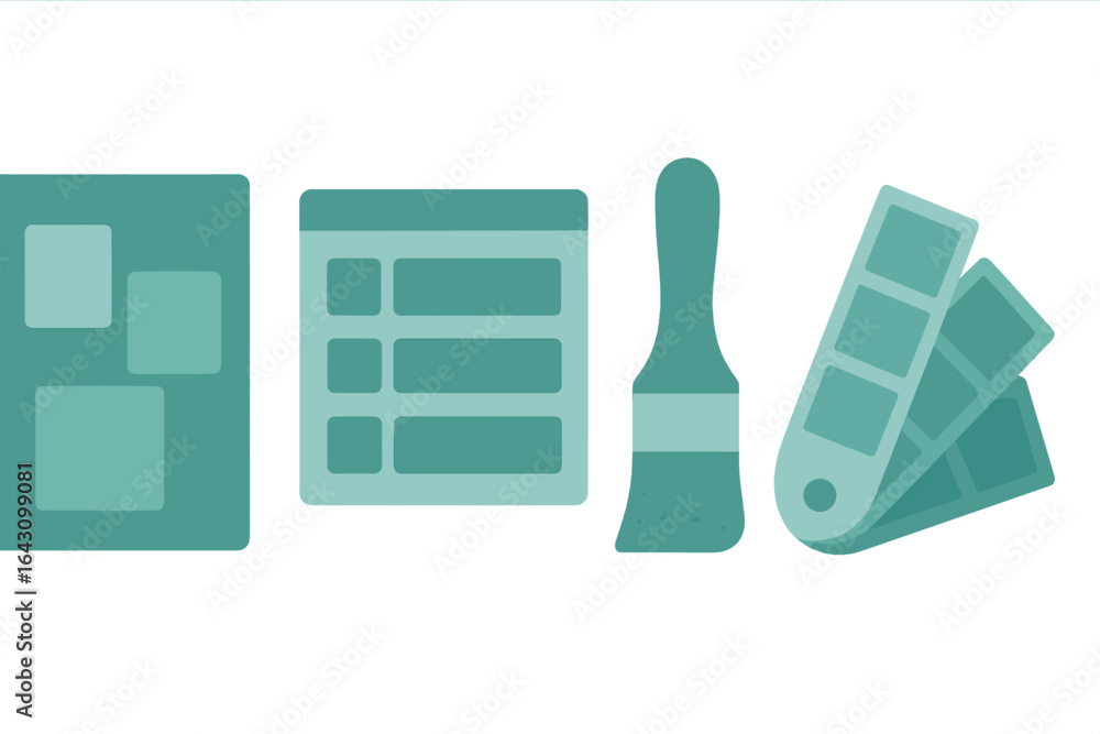 Poster creative design tools on a clean workspace for artistic projects and color schemes