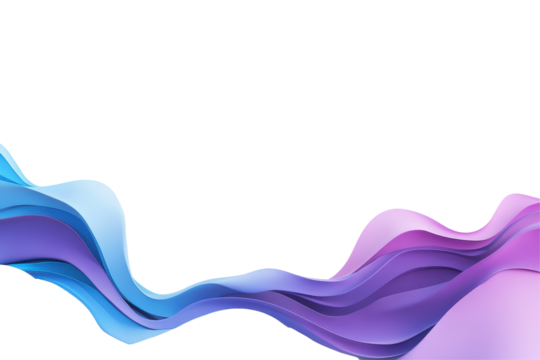 Flowing abstract wave of blue and purple colors isolated on transparent background. Border blue purple fluid wave movement isolated on white background. - Powered by Adobe