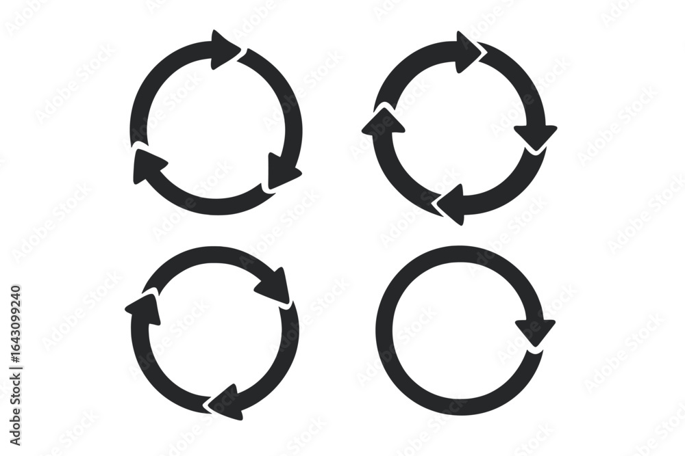 Poster circular arrow icons depicting different stages of a continuous cycle in a minimalist design format