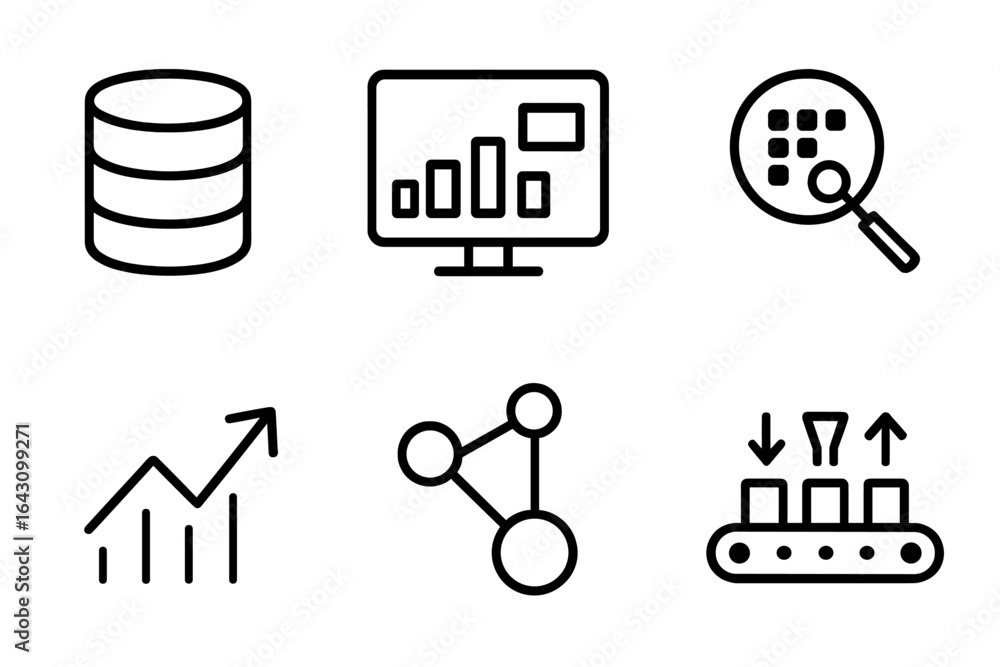 Poster charts and graphs depict data analysis contributions for business growth and decision making in tech
