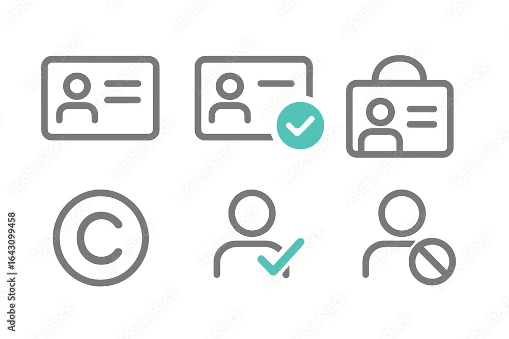 Aufkleber various identification card symbols and icons displayed together in a simple layout on a digital bac
