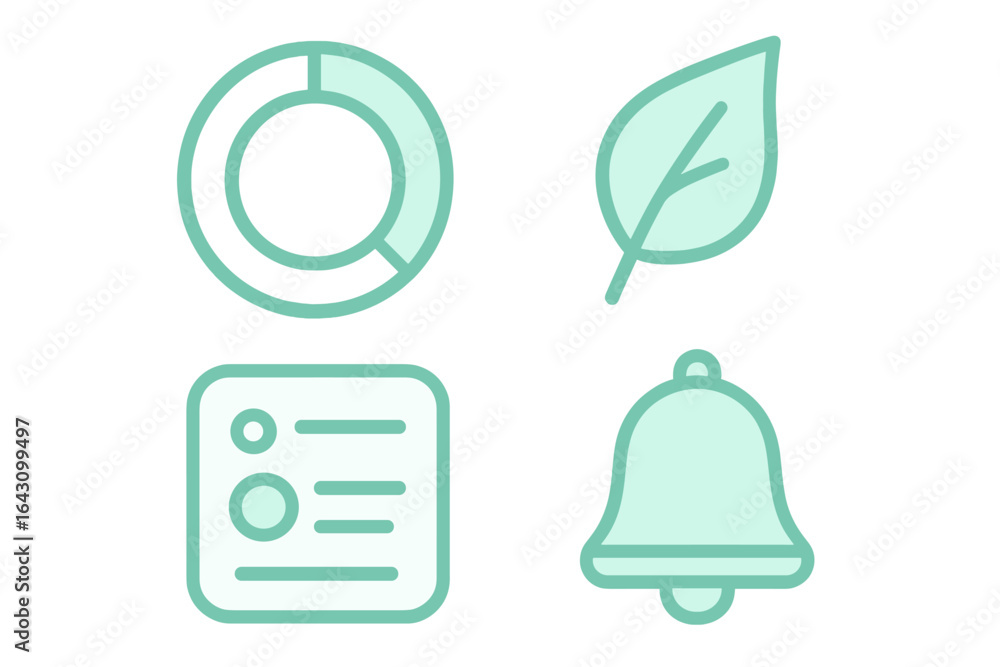 Poster icons representing various concepts in a minimalist design set against a light background for modern