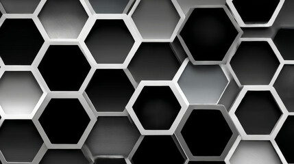 Honeycomb hexagonal seamless pattern. Gray, black, white beehive background. Gradation color. Honeycomb, bees hive cells pattern. Grid design, vector background. Flat vector illustration. 